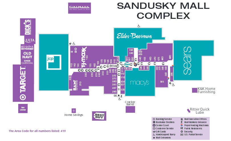 Sandusky Mall map